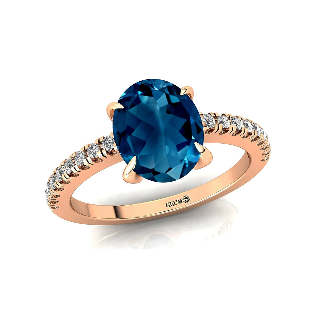 Solid Gold Halo London Blue Topaz Diamond Ring W357