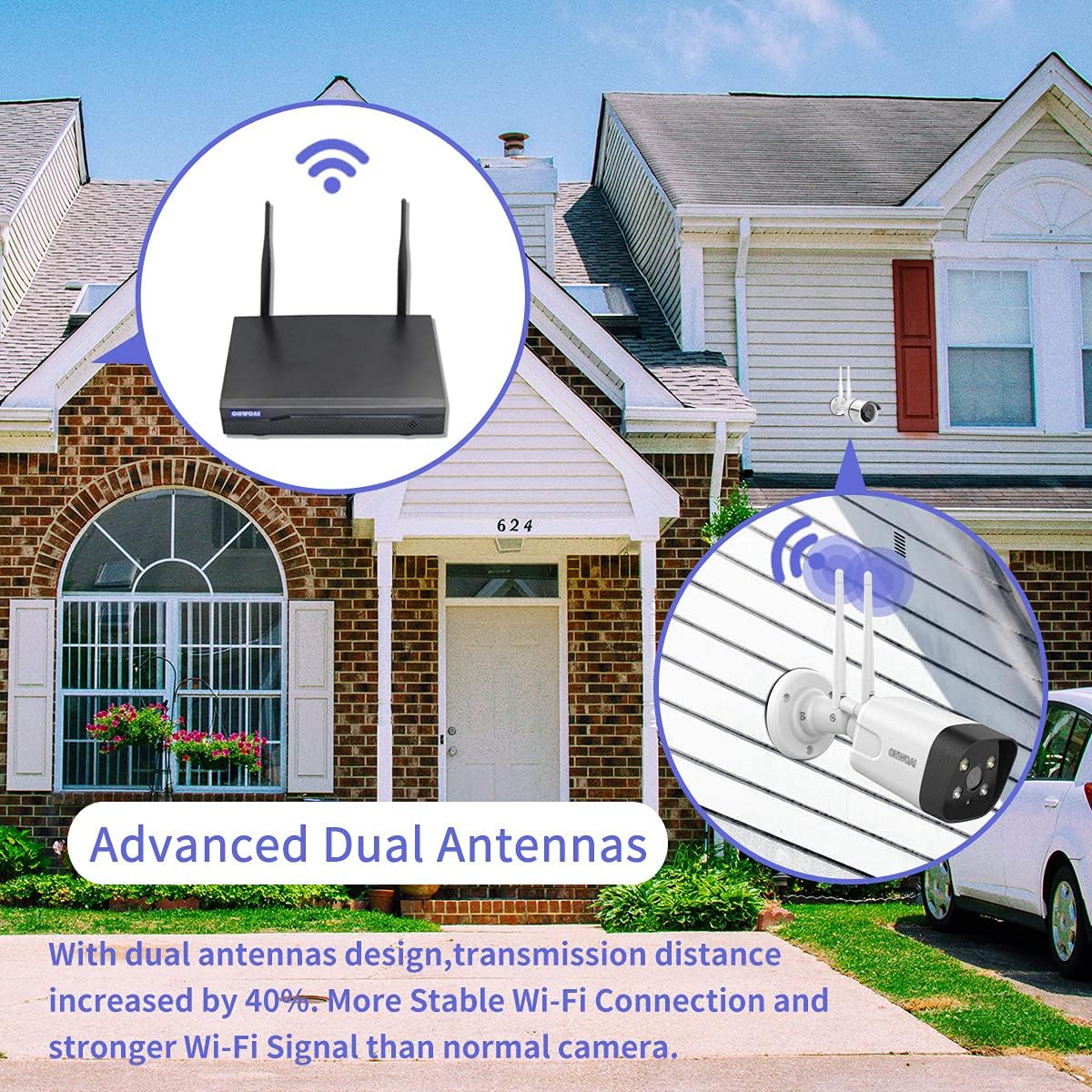 Wireless Security Camera System, 8Pcs 5.0MP CCTV Home Wi-Fi IP Cameras, 8 Channel NVR, 4TB HDD, IP67 M25796