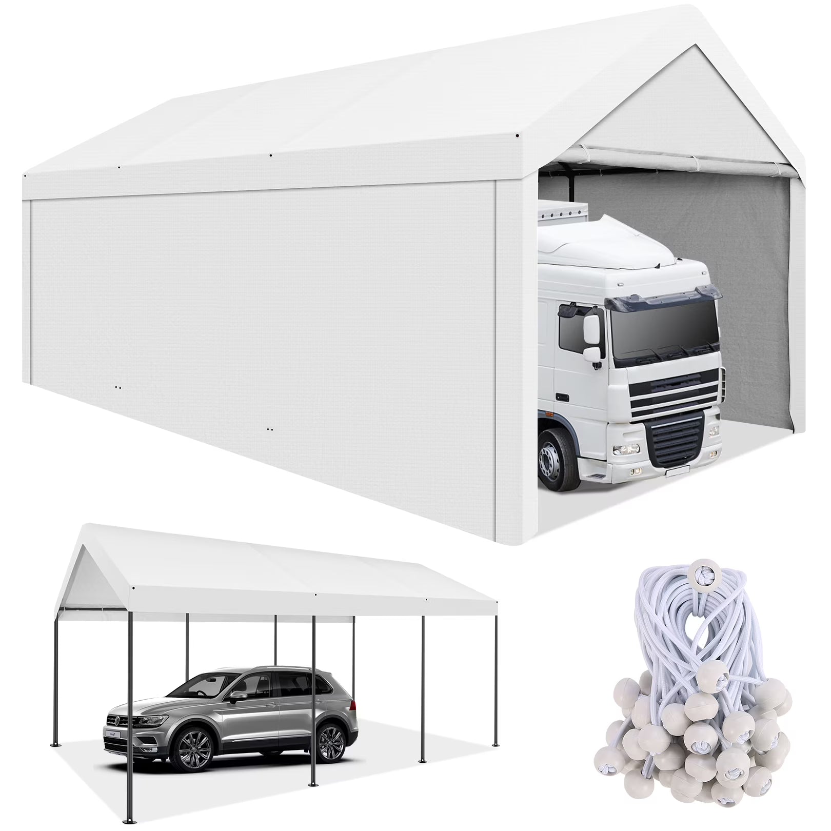 10x20ft Heavy Duty Double-Layer Waterproof Steel Frame Carport Canopy B7311