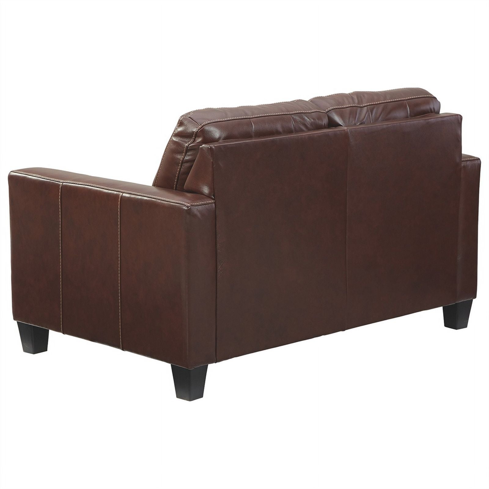 Brown Leatherette Loveseat with Track Armrests P500