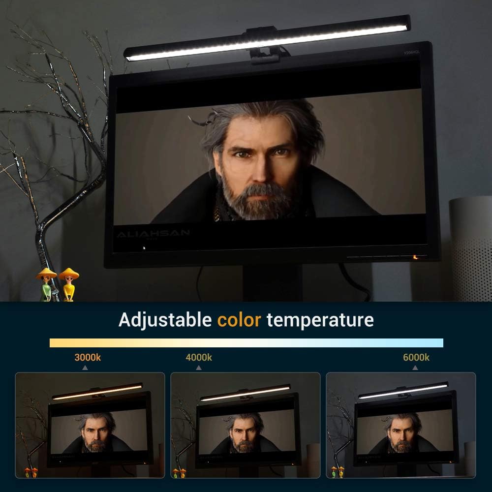 Black LED Monitor Light Bar with 3 Lighting Modes and 10 Brightness Levels P934765