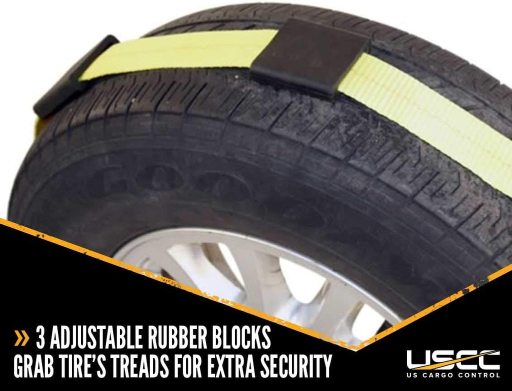 2-Inch Wide Polyester Wheel Strap with Ratchet, 3,333 Pound Working Load Limit, 4 Pack X39685