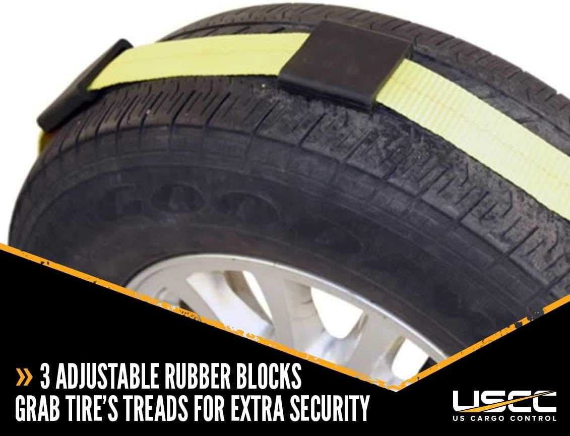 2-Inch Wide Polyester Wheel Strap with Ratchet, 3,333 Pound Working Load Limit, 4 Pack X39685