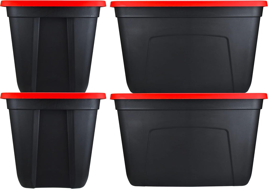 18-Gallon (72-Quart) Blue Plastic Storage Containers with Lids, Pack of 4 E42454