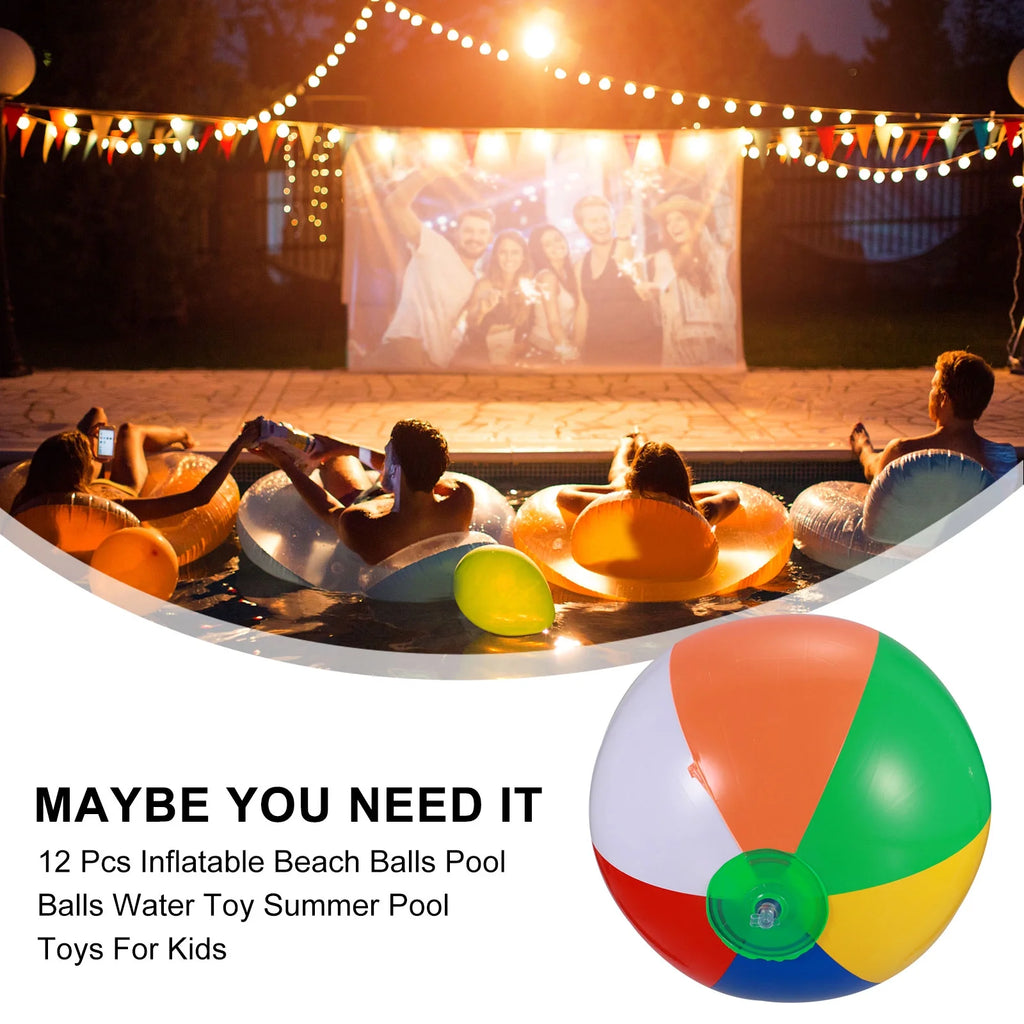 12 Pcs Inflatable Beach Balls Pool Toys R1936