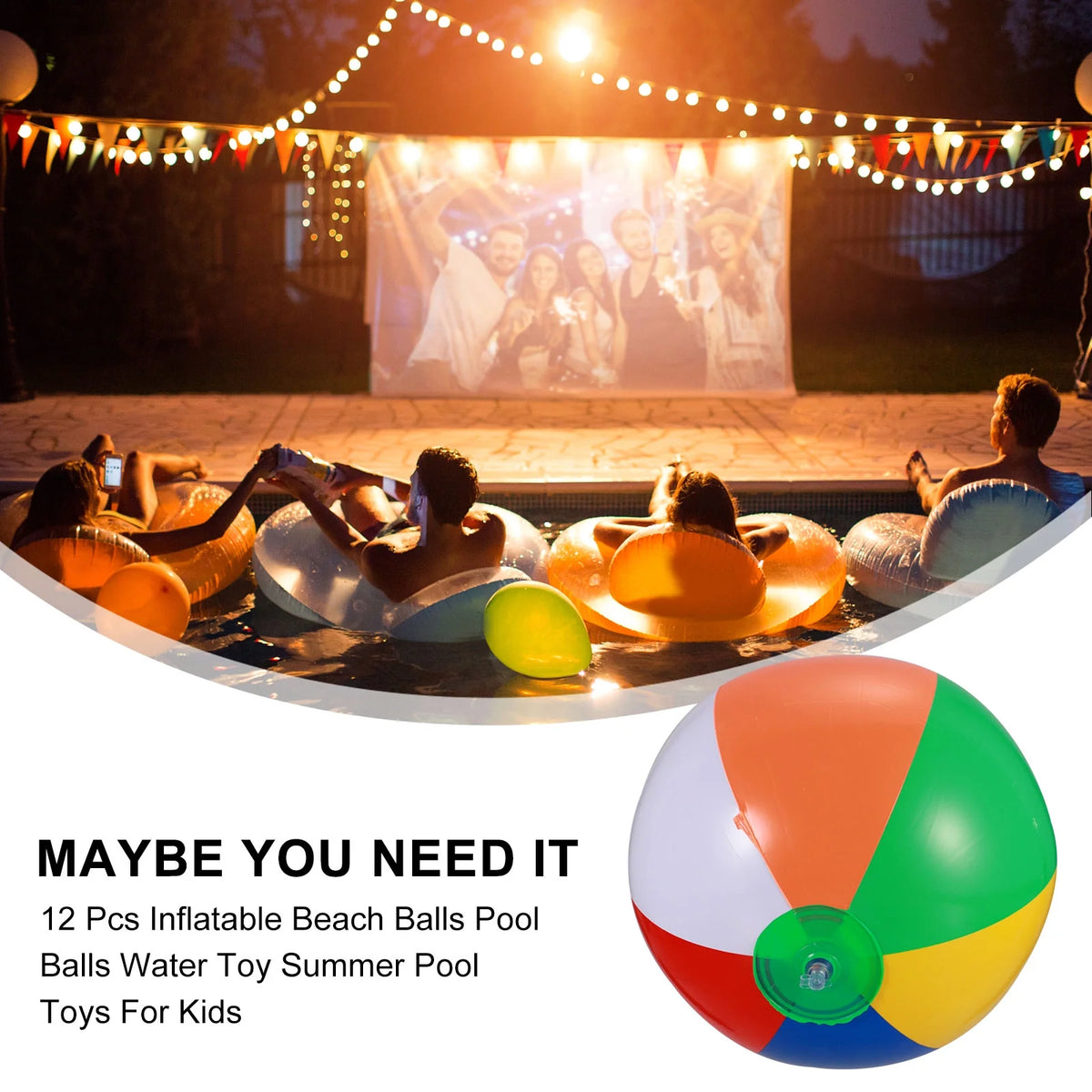 12 Pcs Inflatable Beach Balls Pool Toys R1936