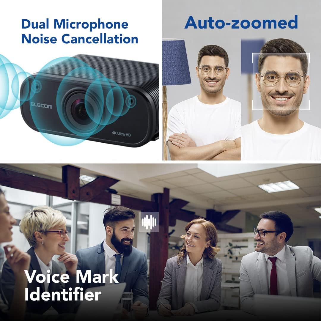4K AI Auto-Tracking Webcam with Cover, 60fps, Dual Microphone, Ultra HD, 130-Degree Ultra Wide Angle L938484